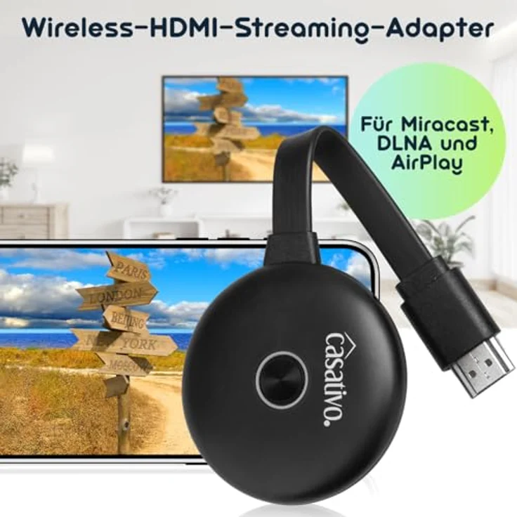 Casativo Streaming-Stick 4K Ultra HDMI, WLAN-Empfänger mit Miracast, AirPlay & DLNA, ideal für Gaming & große Beamer-Leinwände – Bild 8