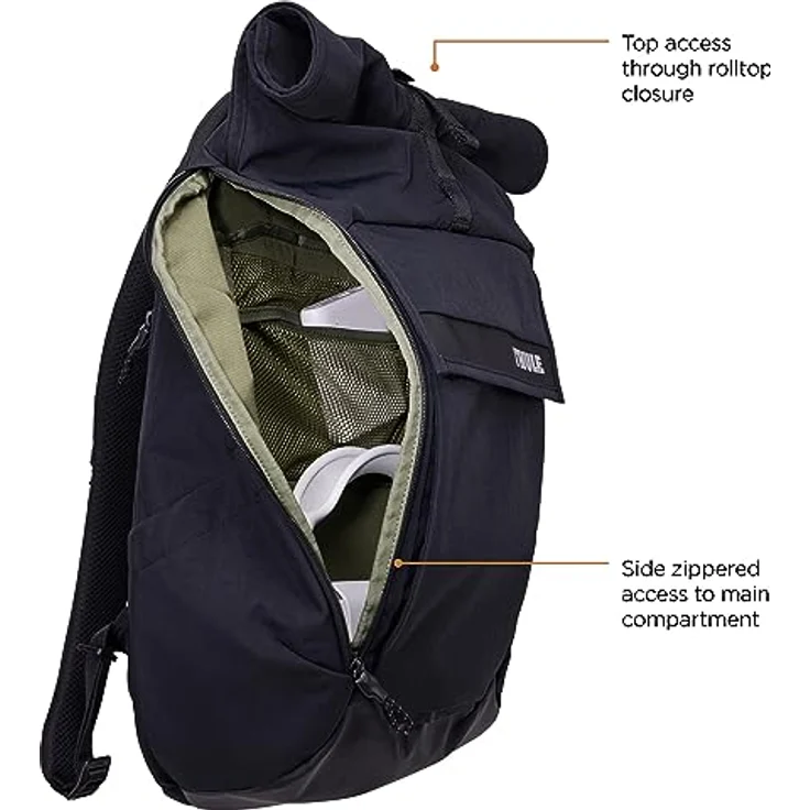 Thule Paramount Laptop-Rucksack 27L, schwarz, für Laptops bis 17 Zoll, wasserabweisend mit Rolltop-Verschluss und organisierten Fächern – Bild 5