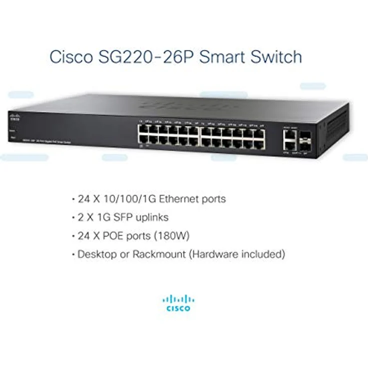 Cisco SG220-26P 26-Port Gigabit PoE Smart Plus Switch 24x 10 100 1000 with 2 Gigabit Combo 180W – Bild 4