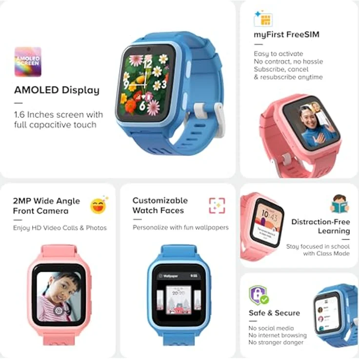 myFirst Fone M1, Smartwatch mit 1,6" AMOLED-Display, blau – Bild 3
