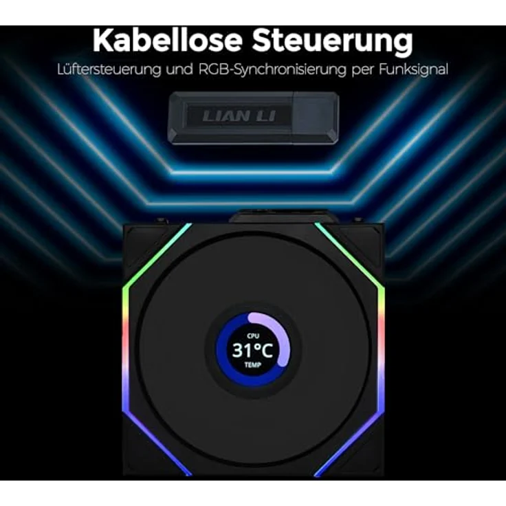Lian Li UNI FAN TL Wireless LCD PC Lüfter 120mm RGB Schwarz - PWM Lüfter, hoher Airflow, Vibrationsarm, Leise – Bild 4