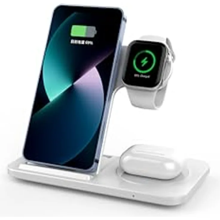 ENGELMANN EnM0640, 3 in 1 Induktive Ladestation Wireless Charger (15W, Schwarz)