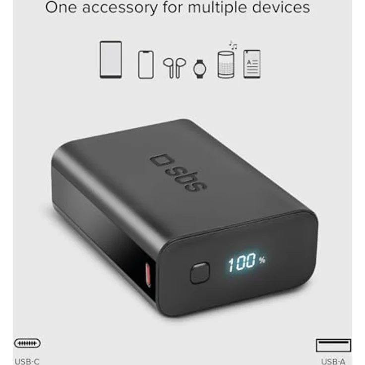 SBS Power Bank (20000 mAh, 20 W, 77 Wh), Powerbank mit ultraschneller Ladefunktion, Schwarz – Bild 10