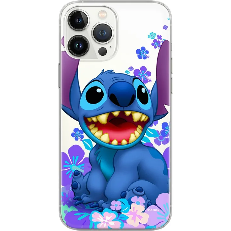Disney Handyhülle Stitch 001, transparente TPU Handyhülle mit einzigartigem Partial Print Design und hoher Haltbarkeit