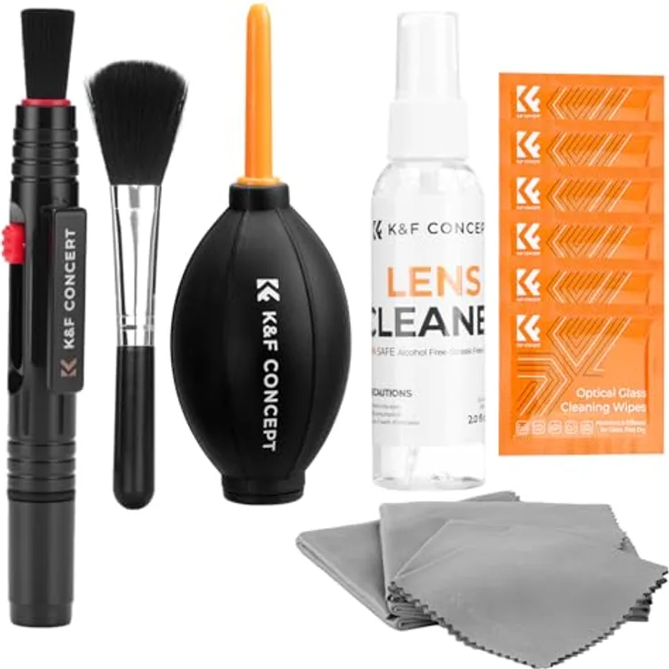 K&F CONCEPT 15-in-1 Kamera-Reinigungsset für Objektiv & Filter, professionelles Reinigungszubehör mit Mikrofasertüchern und Blasebalg