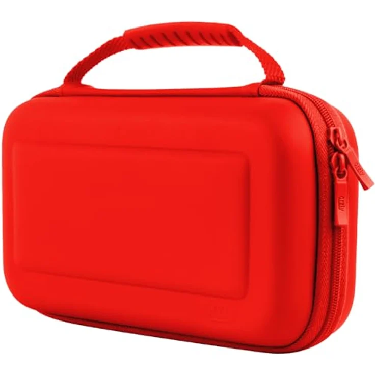 Orzly Tragetasche für Nintendo Switch und New Switch OLED, harte Reisetasche mit Zubehörfächern, rot – Bild 1