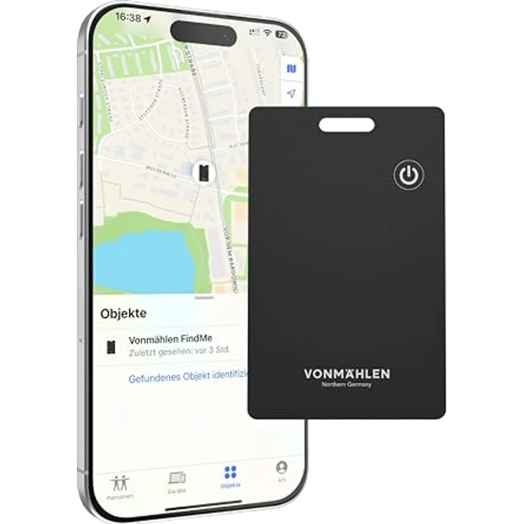 VONMÄHLEN FindMe Bluetooth Tracker Karte - Ultra-Slim, kabellos aufladbar, IP67 Wasser- und Staubresistent, kompatibel mit Apple Find My, ideal für Brieftaschen und Gepäck – Bild 1