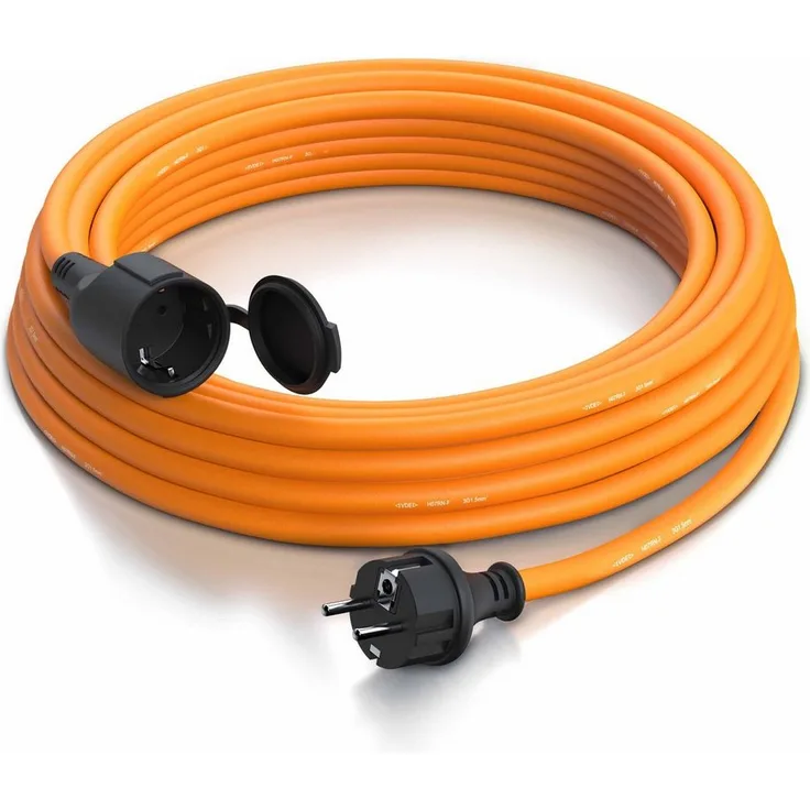 Brandson Verlängerungskabel, Typ F (Schuko), (1000 cm), 3500W, Outdoor, IP44, 10m, orange