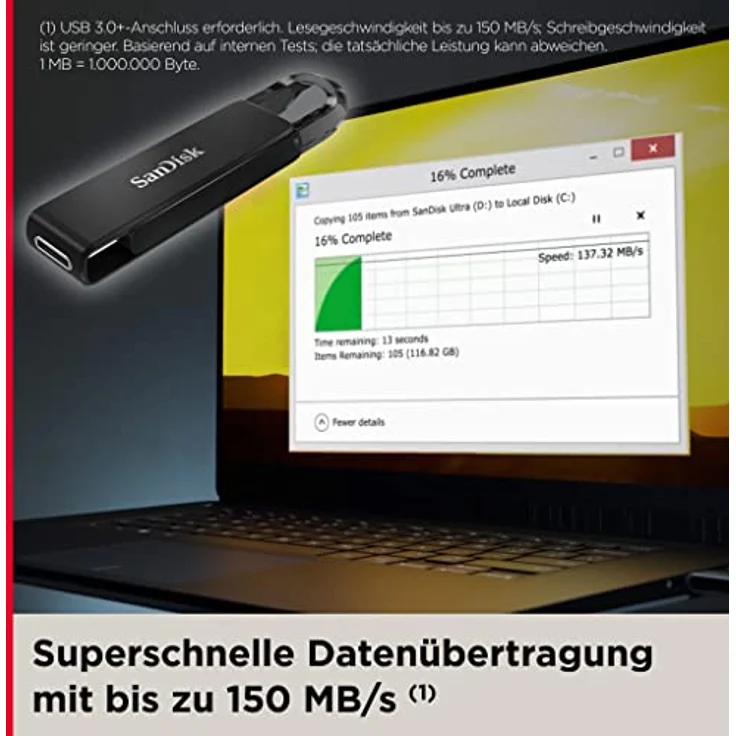 SanDisk Ultra USB Type-C 32GB USB Flash-Laufwerk USB 3.1 bis zu 150MB-s – Bild 4