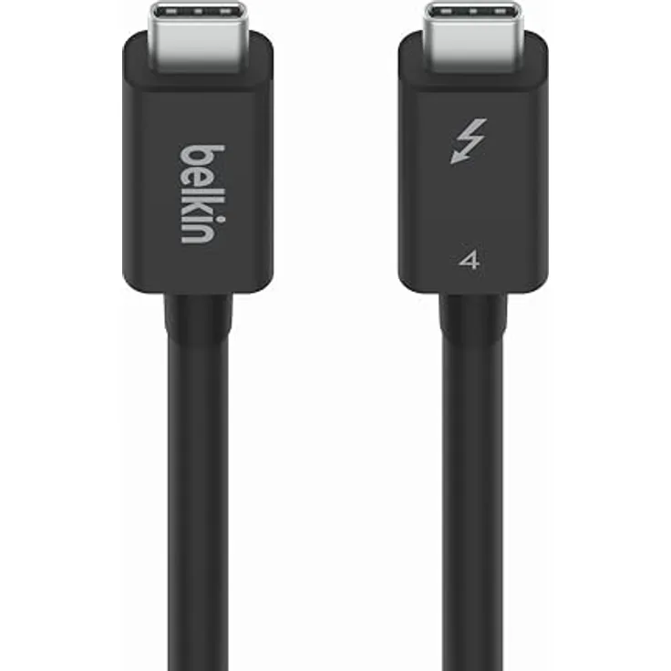 Belkin Zertifiziertes Thunderbolt 4 Kabel (1 m 3,3 FT), USB-Typ-C-Anschluss mit 100 W Power Delivery PD fähig, USB 4 konform - MacBook Pro, eGPU - 1 Meter - Schwarz