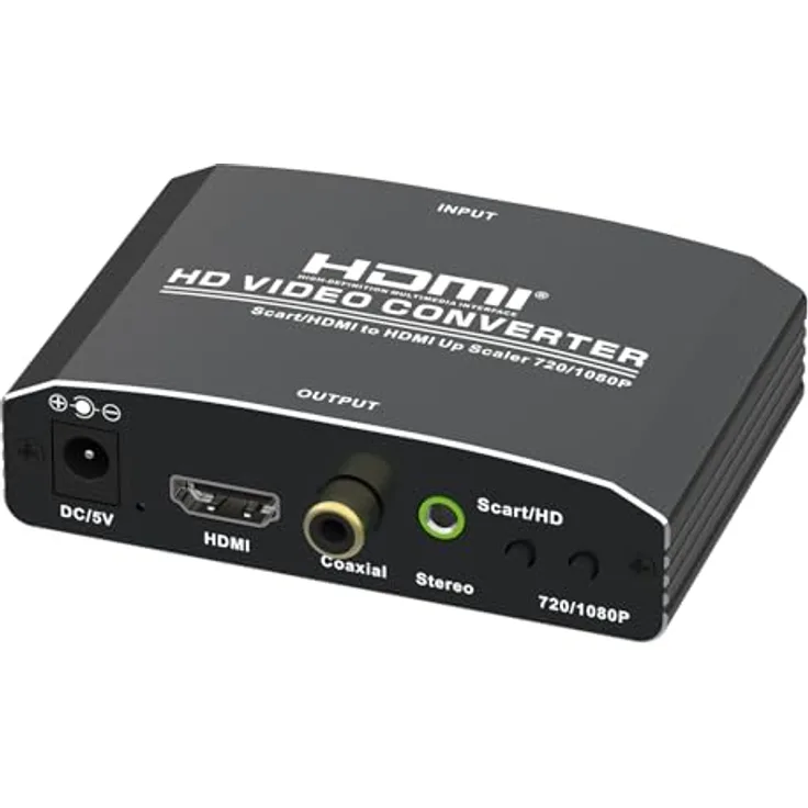 MAXTRACK MaxTrack CS33L - Scart zu HDMI Konverter mit Upscaler, konvertiert analoges Scart-Signal in hochauflösendes HDMI (720P/1080P), kompatibel mit DVD-Playern und Spielekonsolen