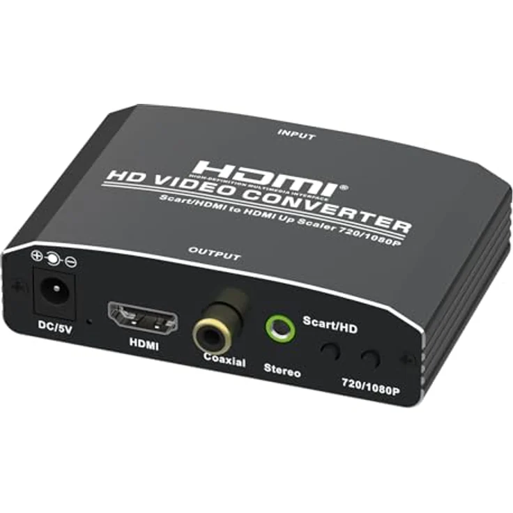 MAXTRACK MaxTrack CS33L - Scart zu HDMI Konverter mit Upscaler, konvertiert analoges Scart-Signal in hochauflösendes HDMI (720P/1080P), kompatibel mit DVD-Playern und Spielekonsolen – Bild 1
