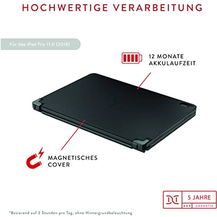 BRYDGE 11.0 Pro, Hochwertige Bluetooth Tastatur aus Aluminium für das iPad Pro 11'' (2018 & 2020), deutsches Layout QWERTZ, inklusive magnetischem iPad Cover, space grau – Bild 4