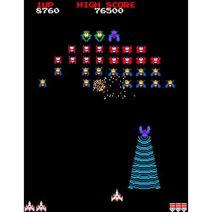 Fizz Creations Galaga Plug and Play, HDMI Konsole mit kabellosem Joystickcontroller für nostalgisches Arcade-Shooting – Bild 5