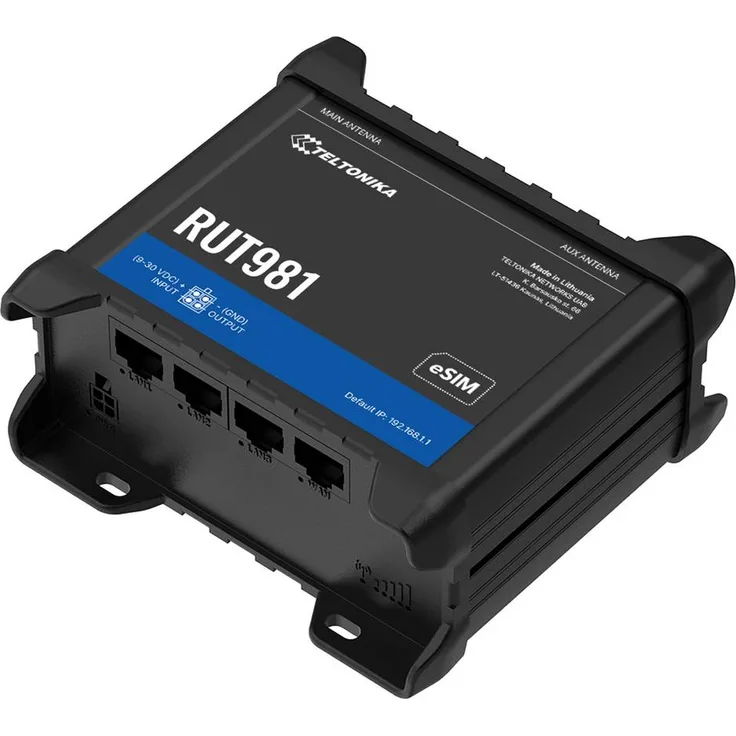 Teltonika RUT981, Wireless Router mit WWAN 3-Port-Switch, 2,4 GHz, 2G, 3G, 4G, montierbar für DIN-Schiene und Wand