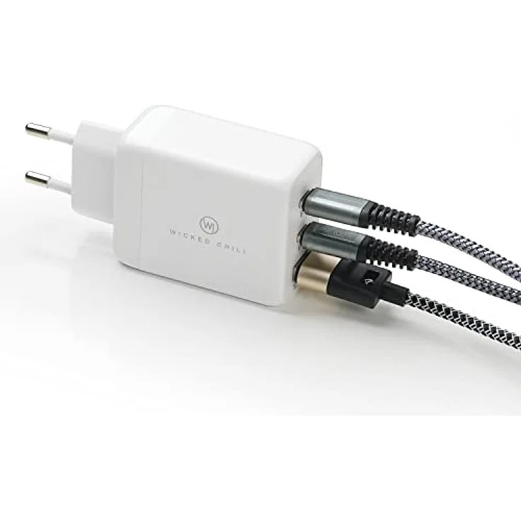 Wicked Chili 65W USB-C GaN Ladegerät, 3-Port Netzteil mit Dual USB-C und USB-A Anschluss, kompatibel mit Microsoft Surface Laptop, Surface Book, Surface Go und Surface Pro, schwarz/weiß – Bild 4