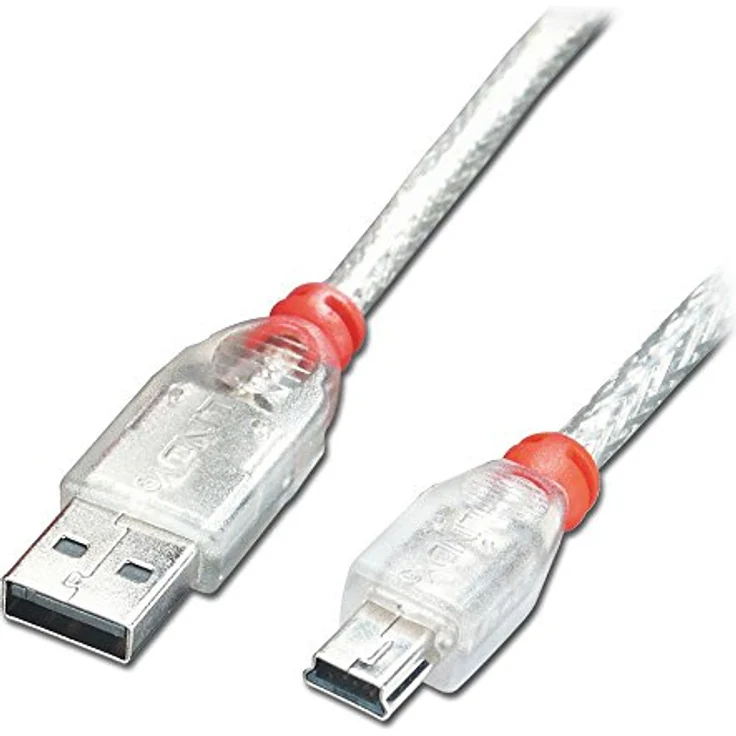 Lindy - USB-Kabel - USB (M) bis mini-USB Typ B (M) - 20cm - geformt - durchsichtig (41780) – Bild 2