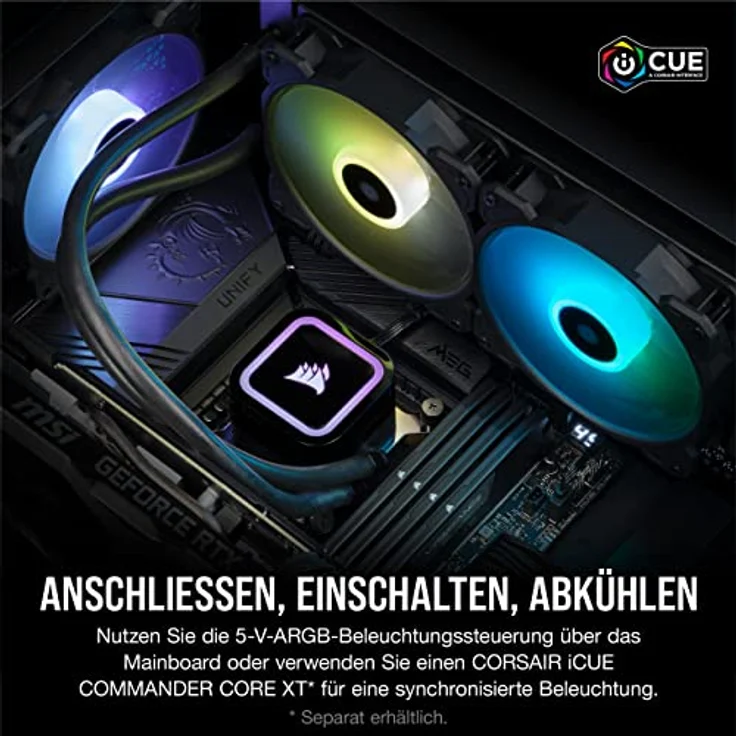 Corsair H100x RGB Elite CPU-Flüssigkeitskühler - 16 Dynamische RGB-LEDs - SP120 RGB Elite Series PWM-Lüfter - Sockel Intel® LGA 1700, 1200, 115X, 2066, AMD® AM5/AM4 - Schwarz – Bild 4