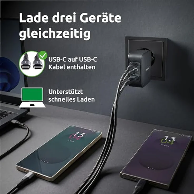 Intenso W100ACC + C520C, 100 W USB-Ladegerät-Set mit GaN-Technologie, Schwarz – Bild 2