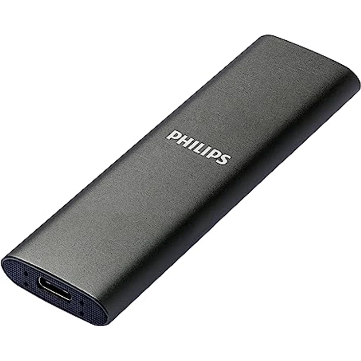 Philips Externe Portable SSD 250 GB - Ultra Slim SATA Ultra Speed USB-C, Lesegeschwindigkeit bis zu 540 MB/s, Aluminium – Bild 1