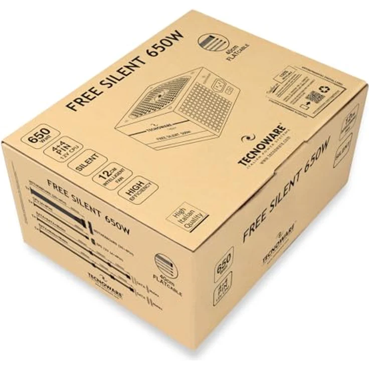Tecnoware Free Silent Netzteil ATX 650 W Real PC Lüfter 12 cm 3 x SATA 1 x 24 polig 1 x 12 V 4 + 4 Pole, 3 x Molex, 1 x Floppy, Einzelpackung – Bild 9