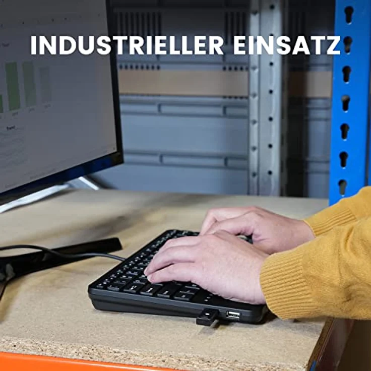 Perixx PERIBOARD-526 DE, kabelgebundene Mini-USB-Tastatur mit Trackball - X-Typ Scherentasten - 2 integrierte USB-Hubs - Schwarz – Bild 3