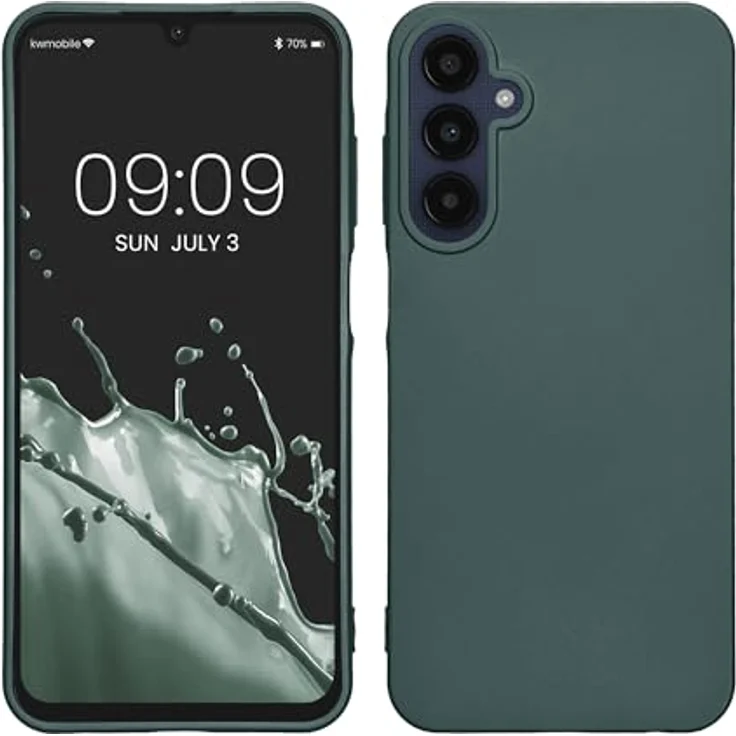kwmobile Case Samsung Galaxy A25, Metallisch schimmernde Silikon Schutzhülle in Metallic Petrol, Flexibel und rutschfest – Bild 1