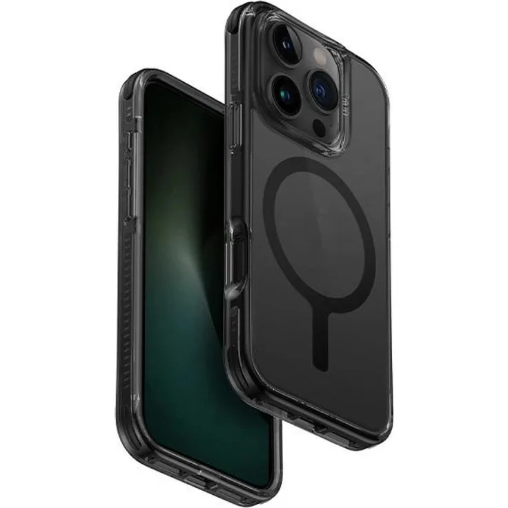 Uniq Combat MagClick Lade-Schutzhülle für iPhone 16 Pro Max, Carbon (schwarz) - Stoßabsorption, Kamera-Schutz, Kompatibel mit kabellosem Laden
