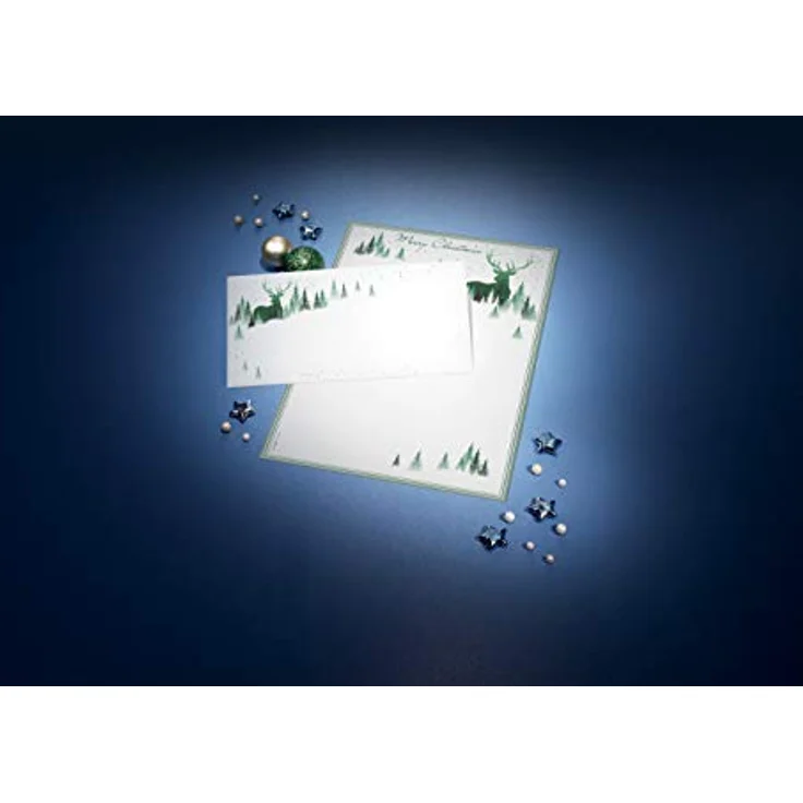 SIGEL DP284 Briefpapier Weihnachten "Christmas Forest" | grün | DIN A4 | 25 Blatt | weihnachtliches Motivpapier – Bild 3