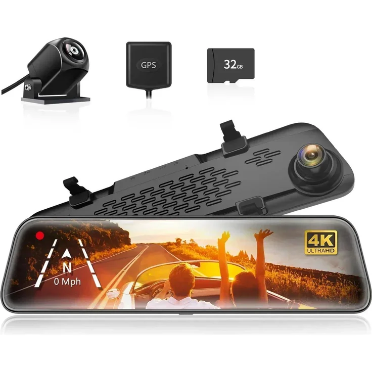 StarTech 4K Spiegel Dashcam mit 30 cm IPS Touchscreen, dualer Front- und Rückkamera, 170° Weitwinkel, GPS & Parküberwachung, Nachtsicht - ohne Hardwire Kit
