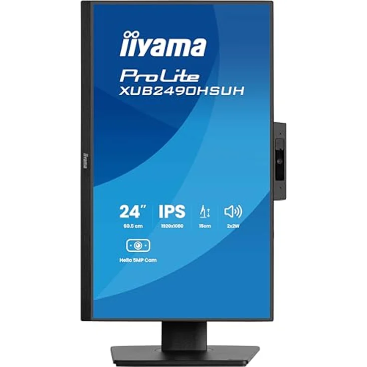 iiyama ProLite XUB2490HSUH-B2, 24’’ Desktop-Monitor mit integrierter Windows Hello Webcam, Mikrofon und IPS-Panel – Bild 3