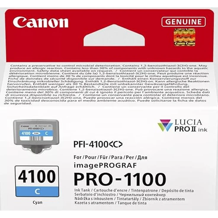 Canon PFI-4100 C, Druckerpatrone für Tintenstrahldrucker, cyan, mit LUCIA PRO II Technologie – Bild 1