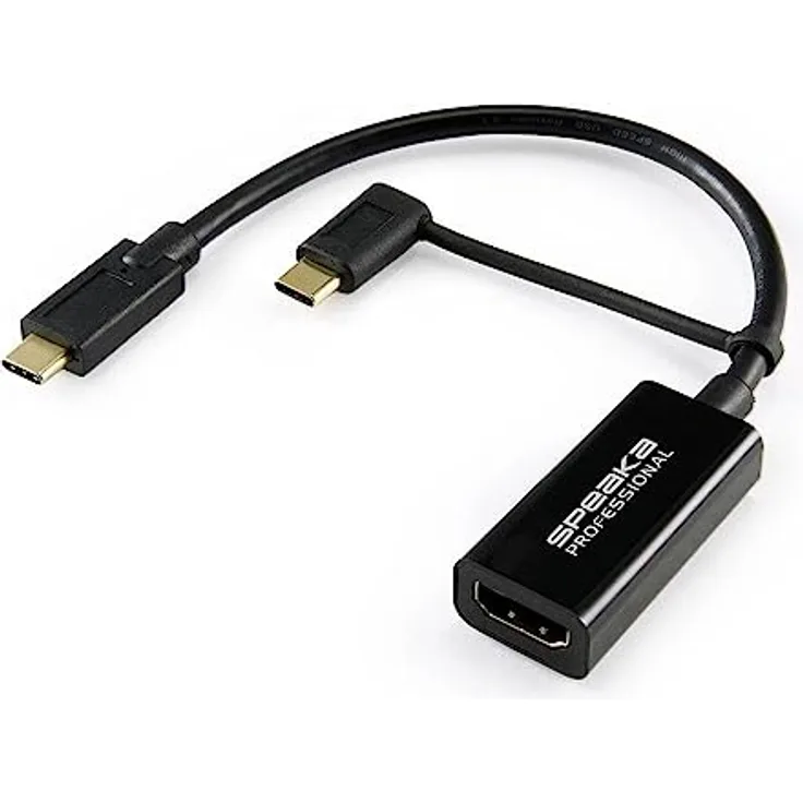 Speaka Professional SP-9015340 HDMI Adapterkabel [1x HDMI-Buchse - 1x USB-C® Stecker] Schwarz Geflechtschirm 15.00 cm