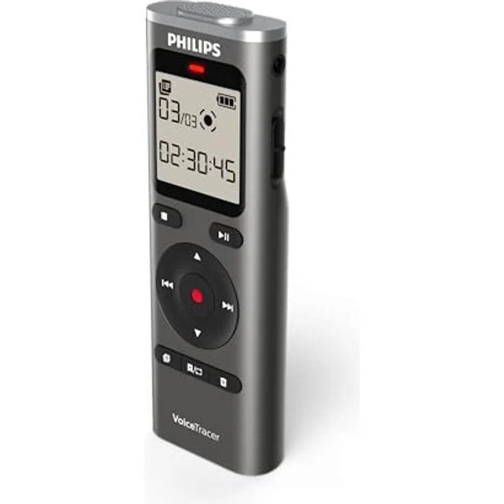 Philips DVT1170 VoiceTracer, Diktiergerät mit 8GB Speicher, MicroSD-Steckplatz und 360°-Mikrofon für exzellente Klangqualität – Bild 1