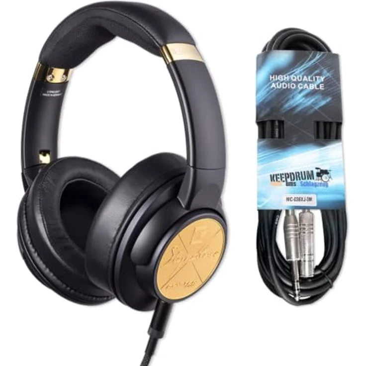 Ultrasone Signature Master Pro, High-End Kopfhörer mit Kabel, geschlossene Bauweise, schwarz-gold, inklusive Verlängerungskabel und Transporttasche – Bild 1