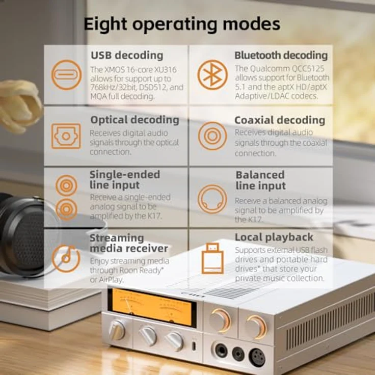 FiiO K17, USB-DAC und Kopfhörerverstärker mit Klangregelung, Bluetooth, WLAN, aptX, Schwarz – Bild 7