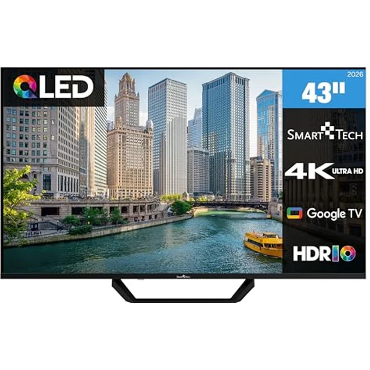 Smart Tech 43QG06V2, 43 Zoll QLED Fernseher mit 4K UHD Auflösung, Google TV, HDR, Bluetooth und Triple-Tuner – Bild 1