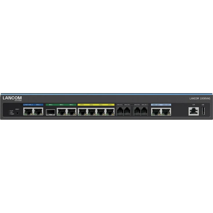 Lancom Systems LANCOM 1936VAG (EU) Router, Schwarz, mit VoIP, Multi-WAN, Rackmontage und IPSec-VPN-Sicherheit – Bild 1
