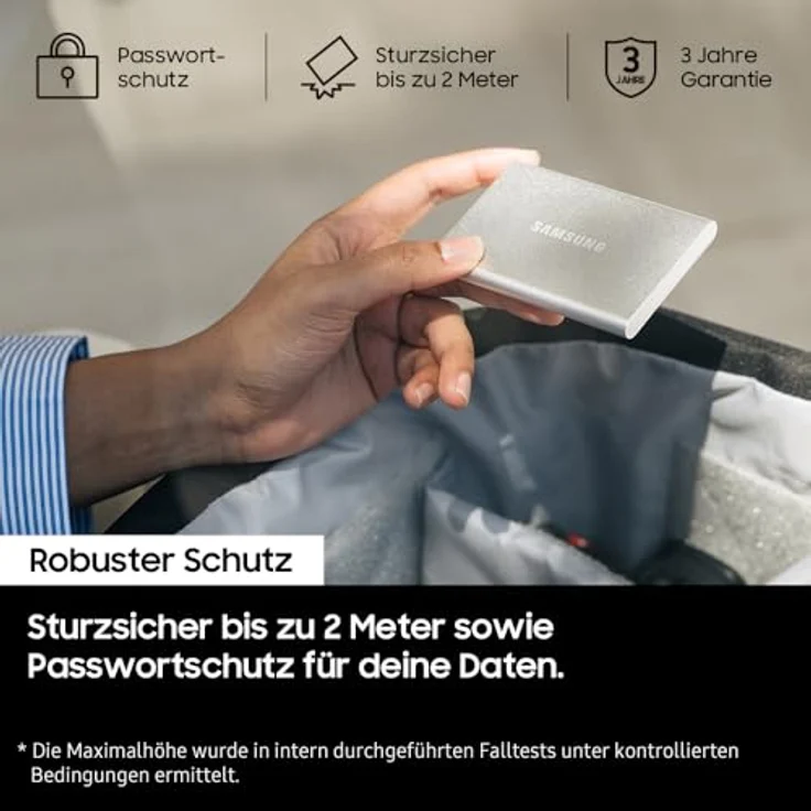 Samsung Portable SSD T7 MU-PD4T0G/WW, 4 TB, USB Typ-C 3.2 Gen 2, 1050 MB/s, Silber, mit Passwortschutz – Bild 7