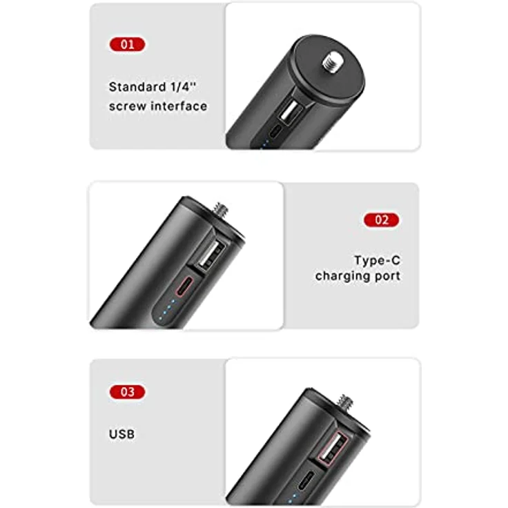 Ulanzi BG-4 Mini-Dreibeinstativ, Metall Schwarz mit integrierter Powerbank-Funktion und 12,6 cm verstellbarer Länge – Bild 5