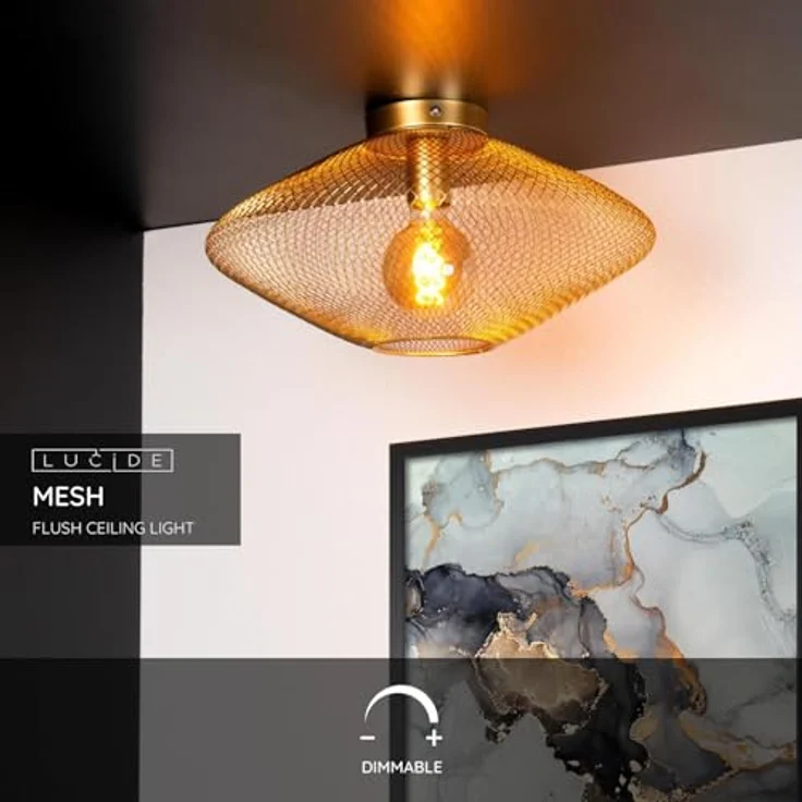 LUCIDE MESH - Deckenleuchte Ø 45 cm - Geeignet für LED - Mattes Gold/Messing – Bild 3
