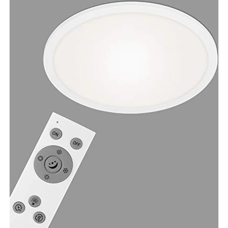 BRILONER Briloner Leuchten - LED Panel, Deckenleuchte dimmbar, inkl. Fernbedienung, Farbtemperatursteuerung, Nachtlicht, 24 Watt, 2.200 Lumen, Weiß, Ø40cm, 7168-016