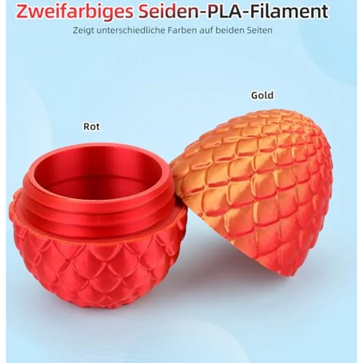 3DHoJor Silk PLA Filament 1.75mm, 1KG Rot-Gold Zweifarbig, Hochkompatibel, Vakuumversiegelt – Bild 3