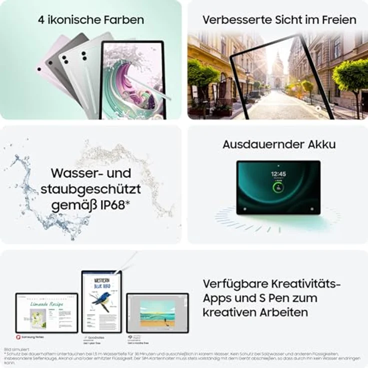 Samsung Galaxy Tab S9 FE+ Android-Tablet, Mit Stift (S Pen), Lange Akkulaufzeit, Simlockfrei ohne Vertrag, WiFi, 256 GB, Grau – Bild 5