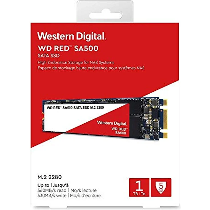 WD Red SA500 NAS SATA SSD WDS100T1R0B - Solid-State-Disk - 1 TB - intern - M.2 2280 - SATA 6Gb/s (WDS100T1R0B) – Bild 2