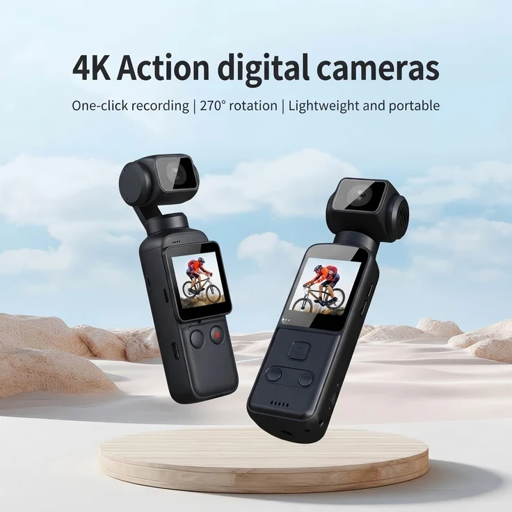 Aiorber 4K Actioncam Mini Pocket Kamera mit WiFi, 270° drehbare Linse, Anti-Shake für Outdoor Sport, Schwarz