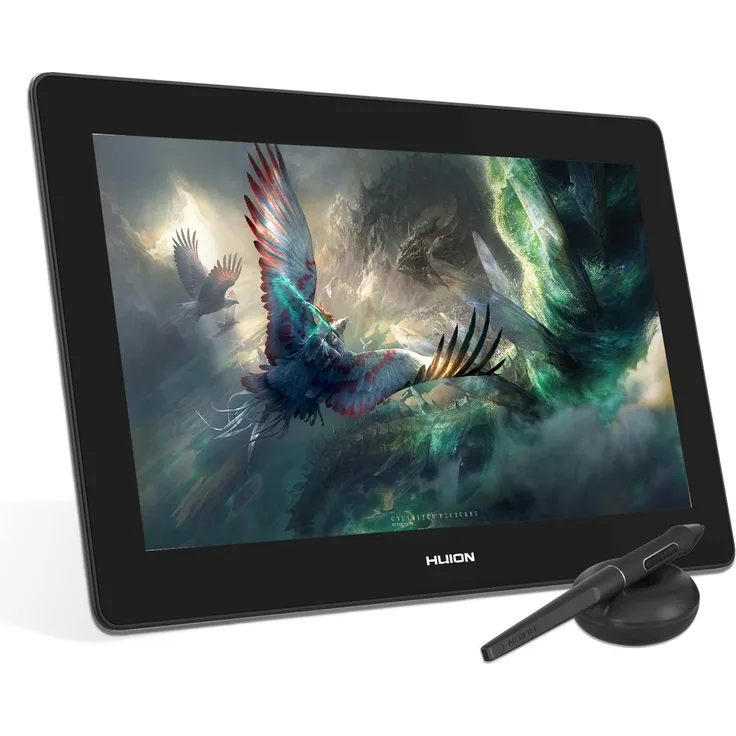 HUION Plus 4K Grafiktablett mit Display, 145% sRGB Farbraum, 178° Betrachtungswinkel, 15,6 Zoll, Grau