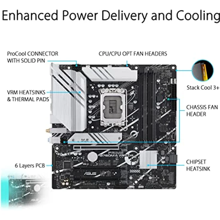 ASUS PRIME B760M-A WIFI D4 Gaming Mainboard Sockel Intel LGA 1700 – Bild 2