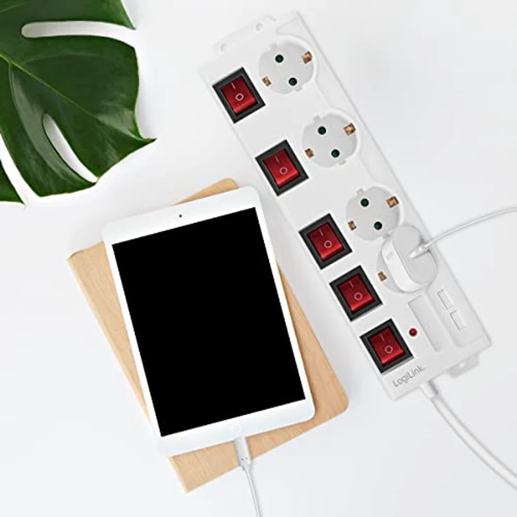 LogiLink Steckdosenleiste 4-fach,4xCEE 7/3,m. 5Schalter,weiß – Bild 2