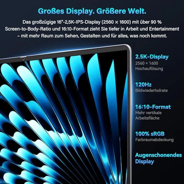 GEEKOM GeekBook X16 Pro, 16" 2.5K Business-Laptop, Intel Core Ultra 9, 32GB RAM, 2TB SSD, Metallgehäuse, bis zu 17h Akku, Windows 11 Pro – Bild 4